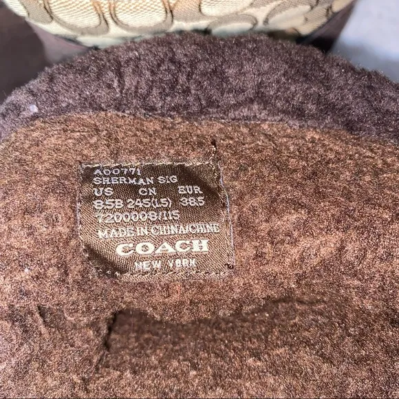 COACH SHERMAN SIG MID FLEECE SUEDE BOOTS 8.5B