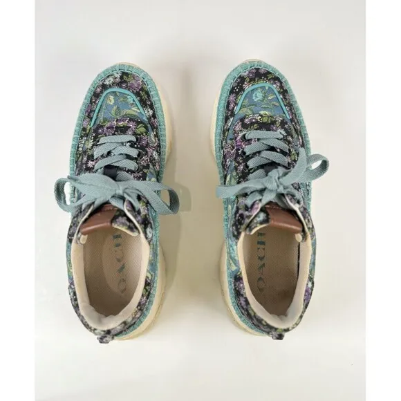COACH Womens Shoes Blue Floral Runner Chunky Athletic Sneaker G3625 US 8.5 B