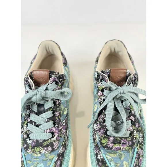 COACH Womens Shoes Blue Floral Runner Chunky Athletic Sneaker G3625 US 8.5 B