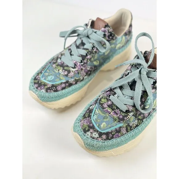 COACH Womens Shoes Blue Floral Runner Chunky Athletic Sneaker G3625 US 8.5 B