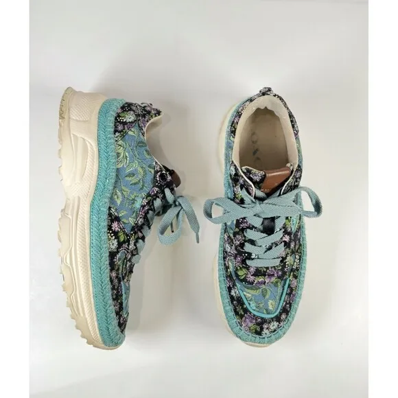 COACH Womens Shoes Blue Floral Runner Chunky Athletic Sneaker G3625 US 8.5 B