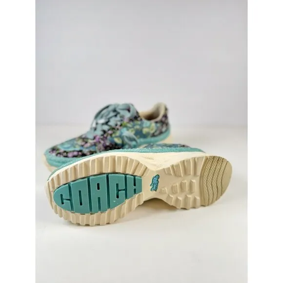 COACH Womens Shoes Blue Floral Runner Chunky Athletic Sneaker G3625 US 8.5 B
