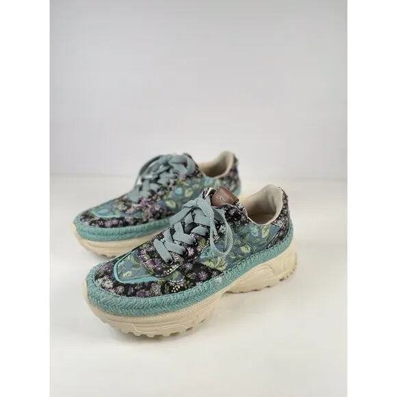 COACH Womens Shoes Blue Floral Runner Chunky Athletic Sneaker G3625 US 8.5 B