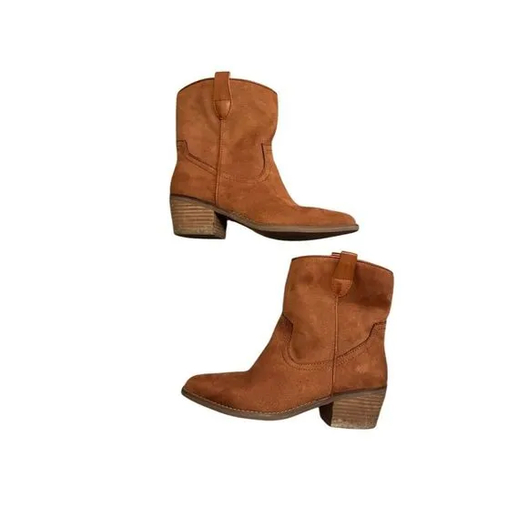 Code West Women's Western Booties Brown Vegan Suede Size 7.5 Women’s