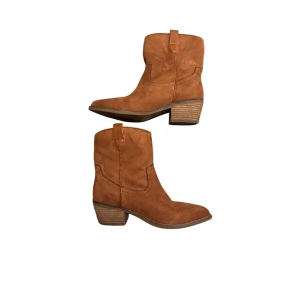 Code West Women's Western Booties Brown Vegan Suede Size 7.5 Women’s