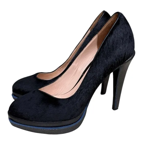 Cole Haan Black Calf Hair Platform Pumps Size 8B
