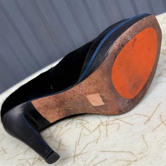 Cole Haan Black Calf Hair Platform Pumps Size 8B
