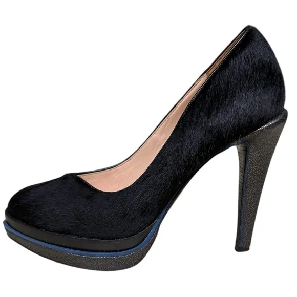 Cole Haan Black Calf Hair Platform Pumps Size 8B
