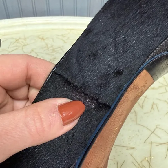 Cole Haan Black Calf Hair Platform Pumps Size 8B