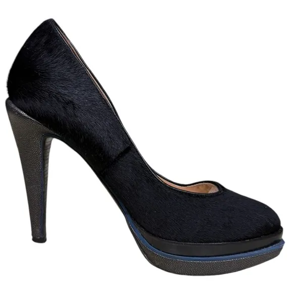 Cole Haan Black Calf Hair Platform Pumps Size 8B
