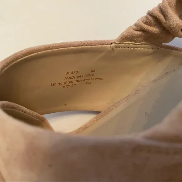 COLE HAAN GRAND OS Shoes Heels NEW Tan Suede Leather Open Toe Strap Size 8 B