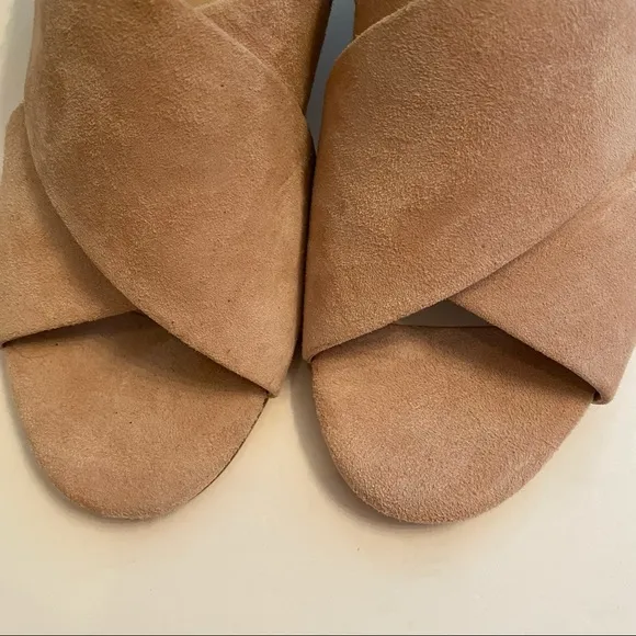 COLE HAAN GRAND OS Shoes Heels NEW Tan Suede Leather Open Toe Strap Size 8 B