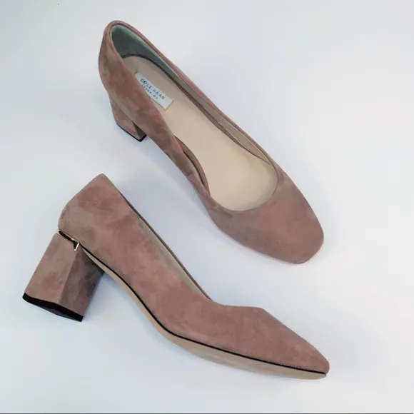 Cole Haan Laree Blush Suede Block Heel Pump 9C