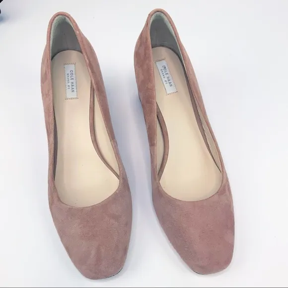 Cole Haan Laree Blush Suede Block Heel Pump 9C