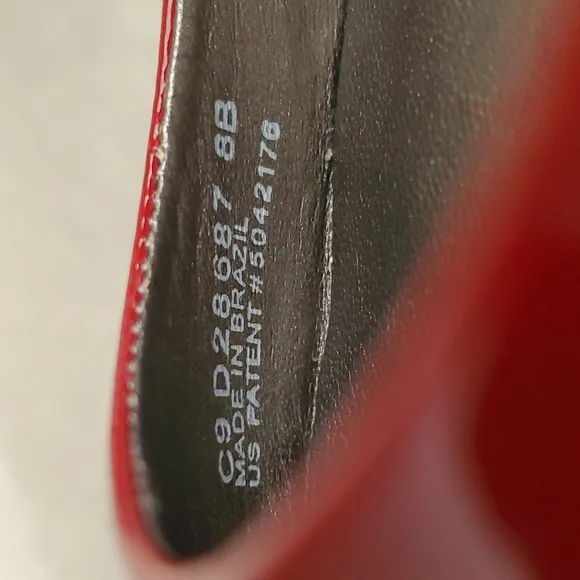 COLE HAAN NIKE AIR Cherry Red Patent Leather Peep Toe Wedge Shoes (SIZE: 8B)