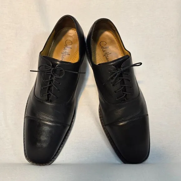 COLE HAAN Williams Formal Black Leather Cap Oxford Dress Shoes Men's Size 11M.