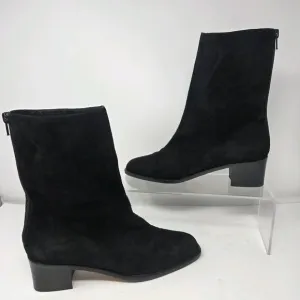 Cole Haan Women's 9 B Black Suede Leather Mid-Calf Italy Boots Square Toe