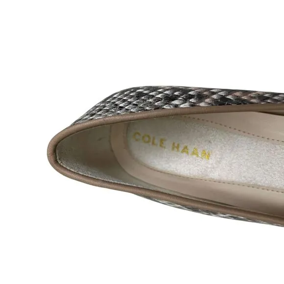 Cole Haan Womens The Go To Pump Snake Leather Low Block Heel Cap Toe‎ Size 5.5B