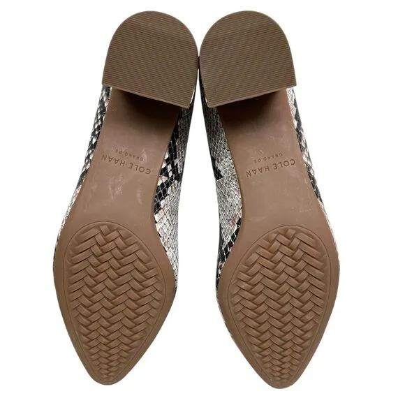 Cole Haan Womens The Go To Pump Snake Leather Low Block Heel Cap Toe‎ Size 5.5B