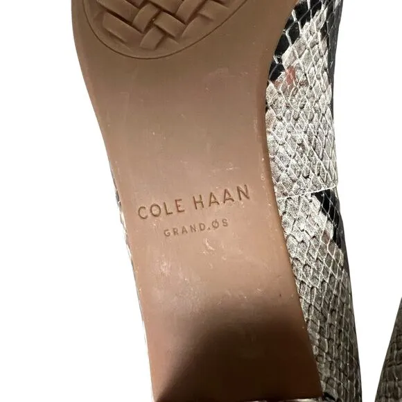 Cole Haan Womens The Go To Pump Snake Leather Low Block Heel Cap Toe‎ Size 5.5B