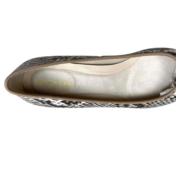 Cole Haan Womens The Go To Pump Snake Leather Low Block Heel Cap Toe‎ Size 5.5B