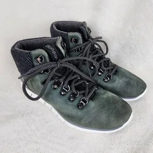 COLE HAAN ZEROGRAND GREEN LEATHER WATERPROOF ANKLE BOOTS SHOES US WOMENS SZ 9 B