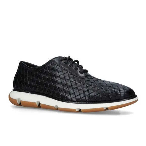 Cole Haan Zerogrand Woven Leather Oxfords Sneakers Black White Tan 11.5