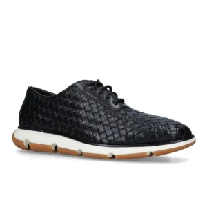 Cole Haan Zerogrand Woven Leather Oxfords Sneakers Black White Tan 11.5