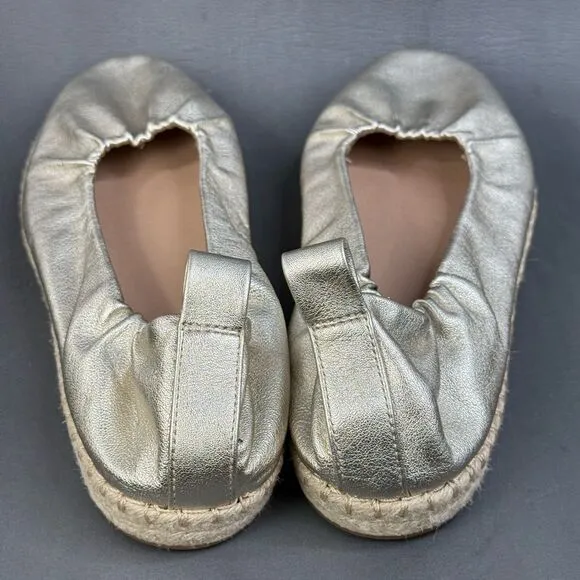 Cole Haan Seaboard Metallic Leather Espadrille Ballet Flats shoes women size 11