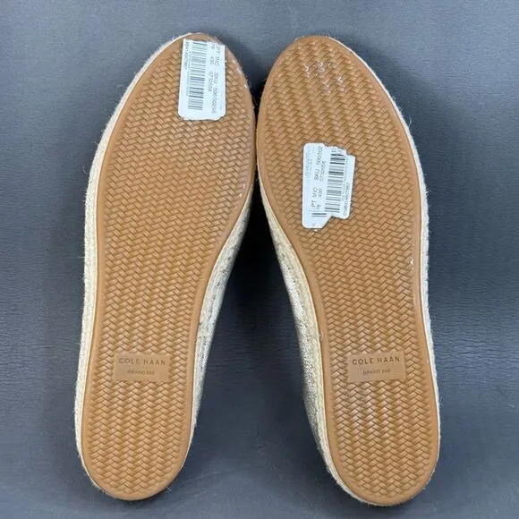 Cole Haan Seaboard Metallic Leather Espadrille Ballet Flats shoes women size 11