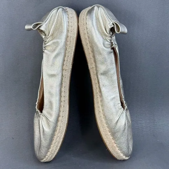 Cole Haan Seaboard Metallic Leather Espadrille Ballet Flats shoes women size 11