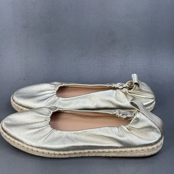Cole Haan Seaboard Metallic Leather Espadrille Ballet Flats shoes women size 11