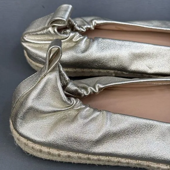 Cole Haan Seaboard Metallic Leather Espadrille Ballet Flats shoes women size 11