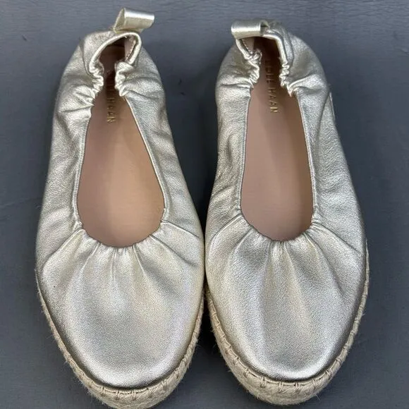 Cole Haan Seaboard Metallic Leather Espadrille Ballet Flats shoes women size 11