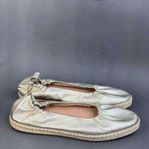 Cole Haan Seaboard Metallic Leather Espadrille Ballet Flats shoes women size 11