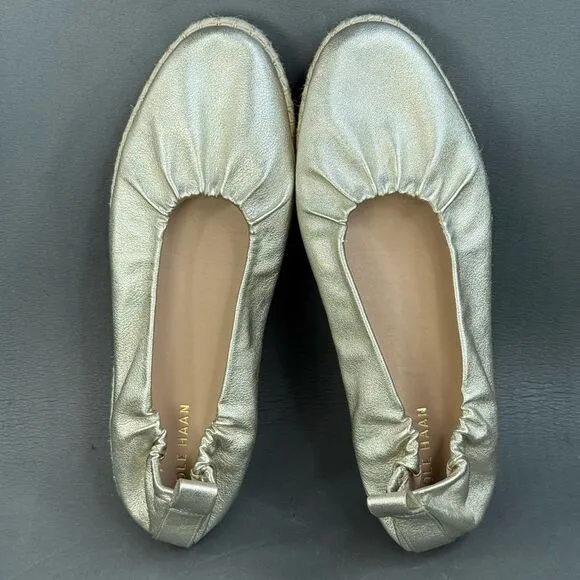 Cole Haan Seaboard Metallic Leather Espadrille Ballet Flats shoes women size 11