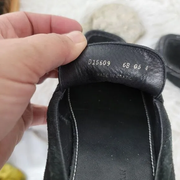 Cole haan black suede moccasin with patent trim