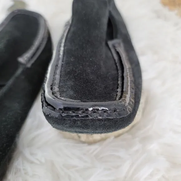 Cole haan black suede moccasin with patent trim