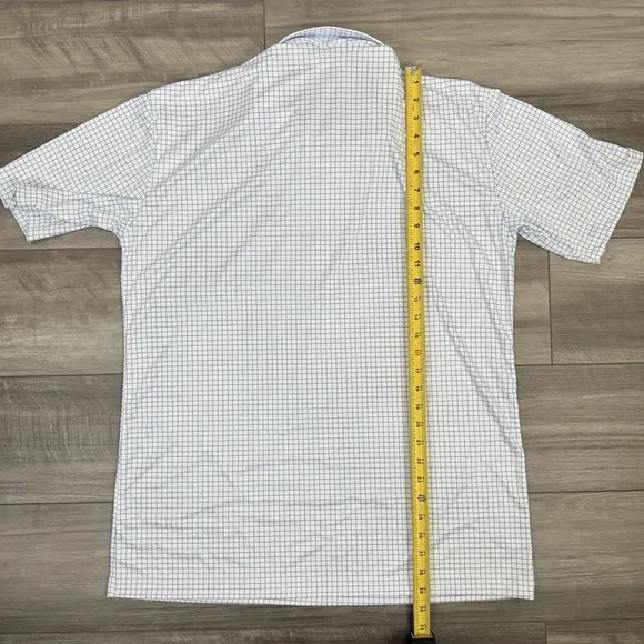 Collars &amp; Co Men's Original Dress Collar Polo Shirt Thin Blue Check SZ XL NWOT