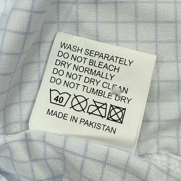 Collars &amp; Co Men's Original Dress Collar Polo Shirt Thin Blue Check SZ XL NWOT