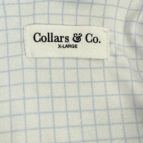 Collars &amp; Co Men's Original Dress Collar Polo Shirt Thin Blue Check SZ XL NWOT