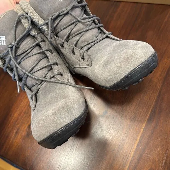 Columbia Grey Powder Summit Shorty Wool Lace Up Boots Women’s US 9
