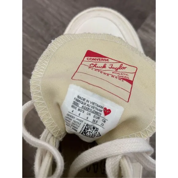 Comme Des Garcons PLAY X Converse Unisex Chuck Taylor High Top Sneakers