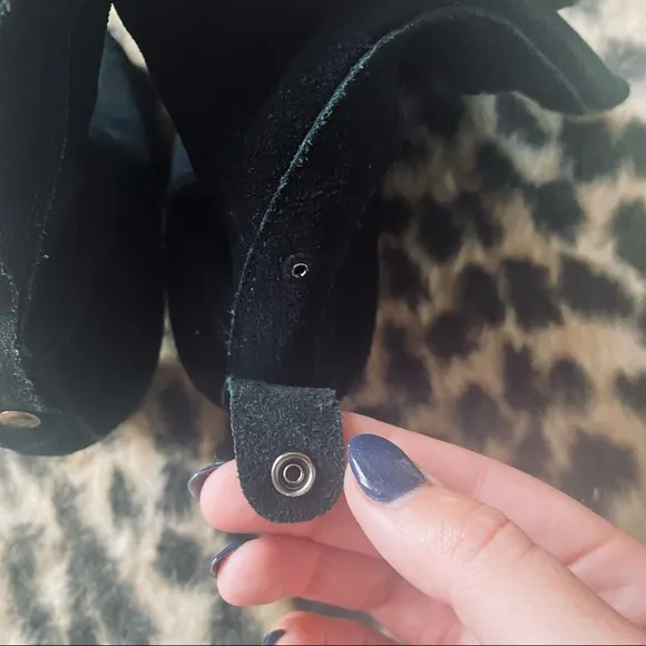 Connie Cecilia black suede mid calf boots
