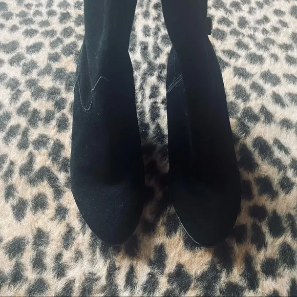 Connie Cecilia black suede mid calf boots