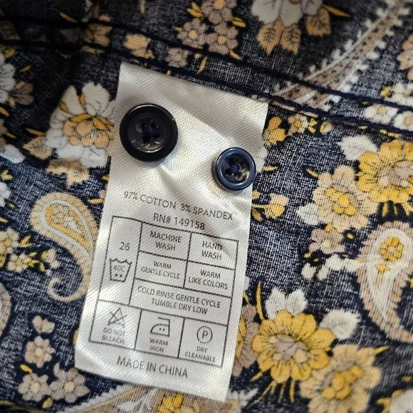 CONSEQUENCE Slim fit size small men Paisley shirt.