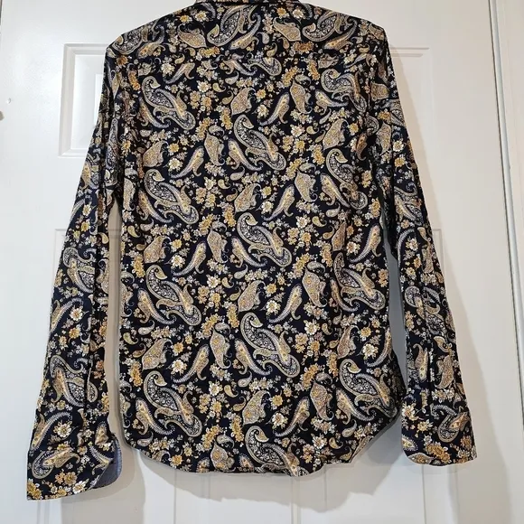 CONSEQUENCE Slim fit size small men Paisley shirt.