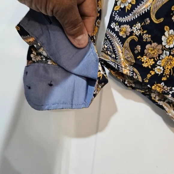CONSEQUENCE Slim fit size small men Paisley shirt.