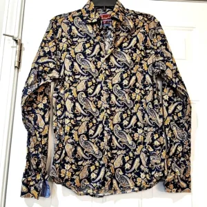 CONSEQUENCE Slim fit size small men Paisley shirt.