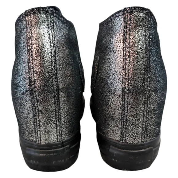 Converse 2017 Lux Mid Hidden Wedge Heel Metallic Sparkle Black Womens Sneaker 5